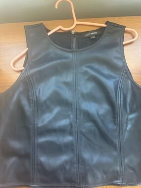 LOFT Faux Leather Black Sleeveless Shell Top